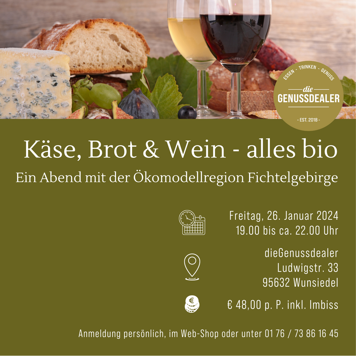 Käse, Brot & Wein - alles bio am 26.01.24