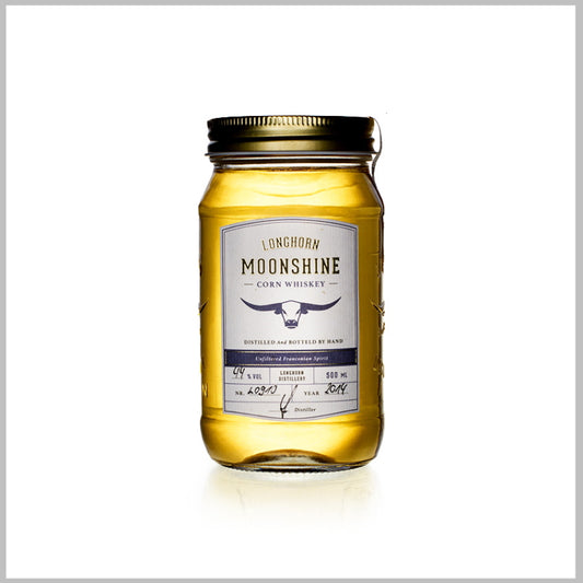 Longhorn Moonshine Corn Whiskey mit Ausgießer in Präsentverpackung