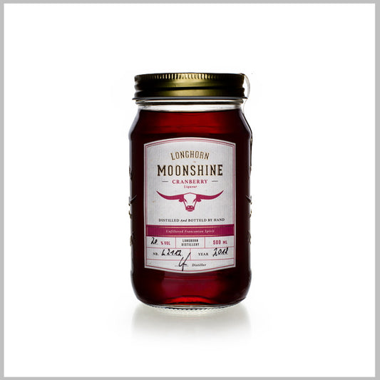 Longhorn Moonshine Cranberry Liqueur mit Ausgießer in Präsentverpackung