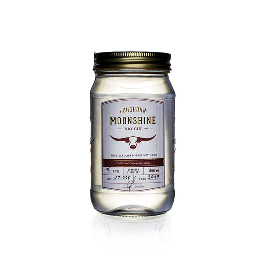 Longhorn Moonshine Dry Gin mit Ausgießer in Präsentverpackung