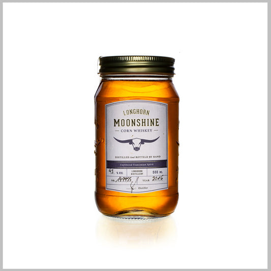 Longhorn Moonshine High Rye Bourbon mit Ausgießer in Präsentverpackung